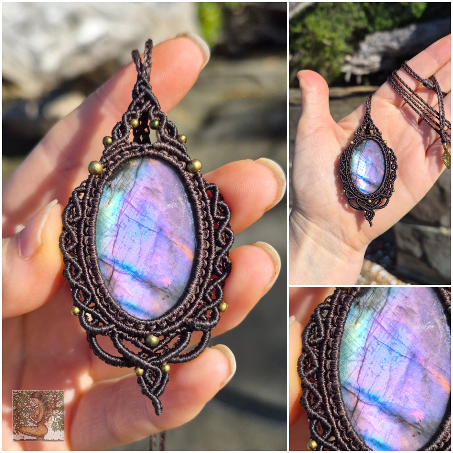 Purple Labradorite Wrapped in Dark Mocca