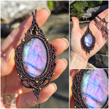 Purple Labradorite Wrapped in Dark Mocca