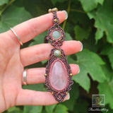 Rose Quartz & Aventurine Wrapped in Dusk Pink and Dark Mocca