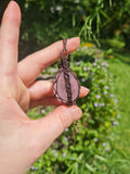 Rose Quartz Droplet Wrapped in Dark Mocca