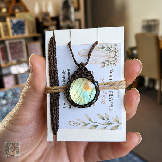 Labradorite Wrapped in Dark Mocca