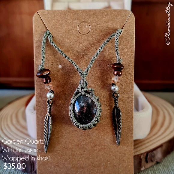 Garden Quartz with Inclusions Wrapped in Khaki