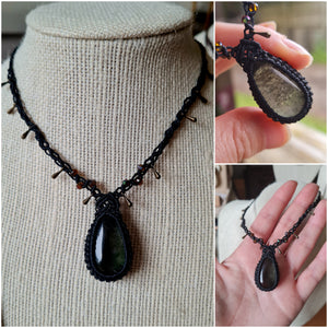 Green Garden Quartz Choker Wrapped in Black