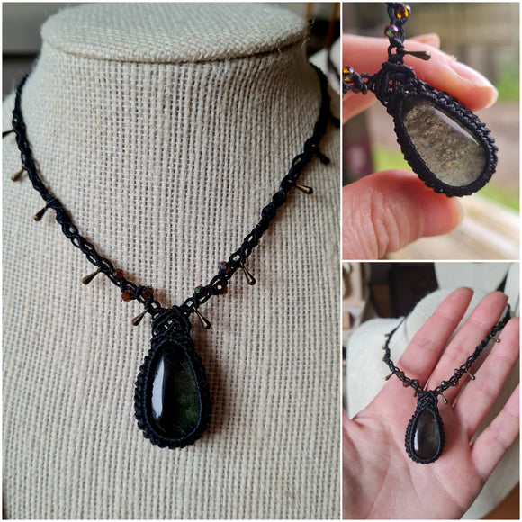 Green Garden Quartz Choker Wrapped in Black