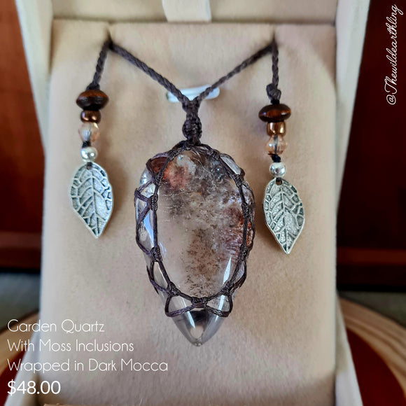 Garden Quartz With Inclusions Wrapped in Dark Mocca
