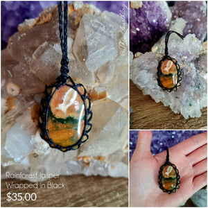 Rainforest Jasper Wrapped in Black