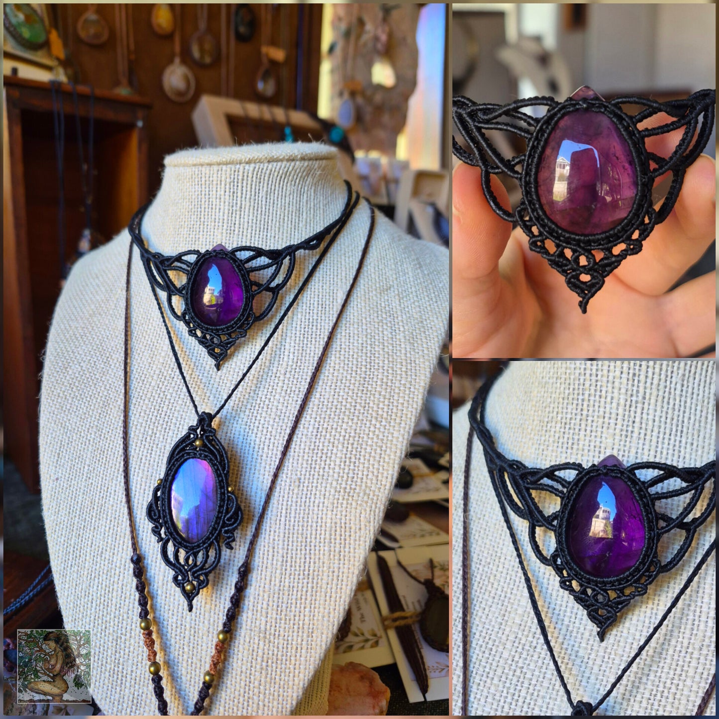 Deep Purple Amethyst Wrapped in Black