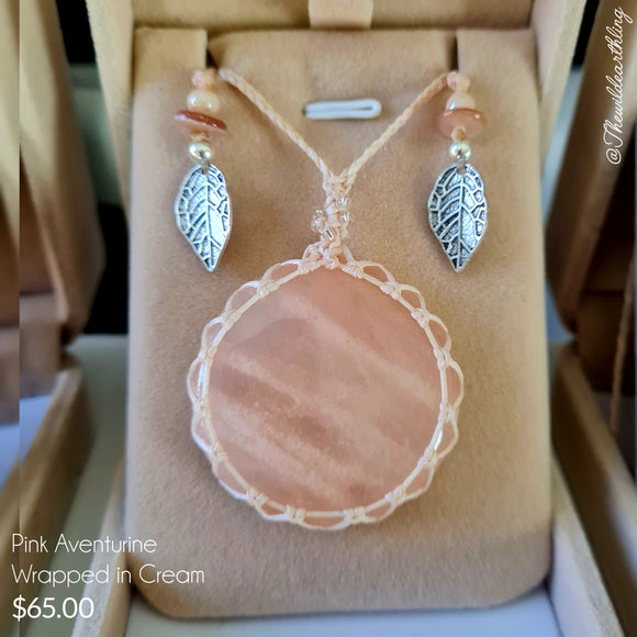 Pink Aventurine Wrapped in Cream