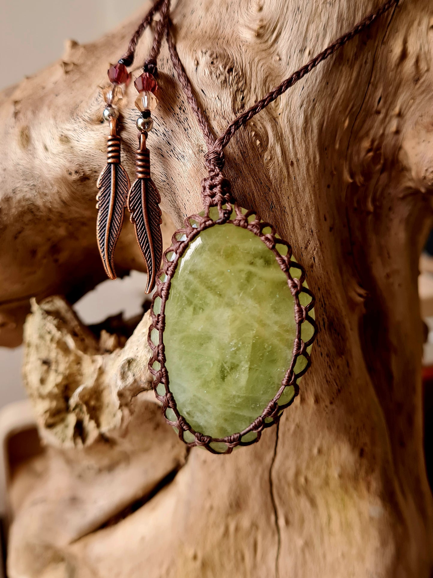 Green Aquamarine Wrapped in Dark Mocca