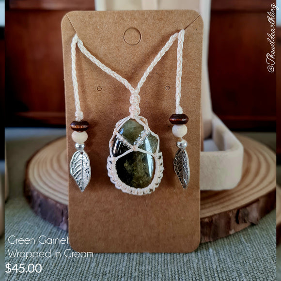 Green Garnet Wrapped in Cream