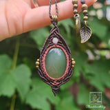 Green Agate Wrapped in Dusk Pink and Dark Mocca