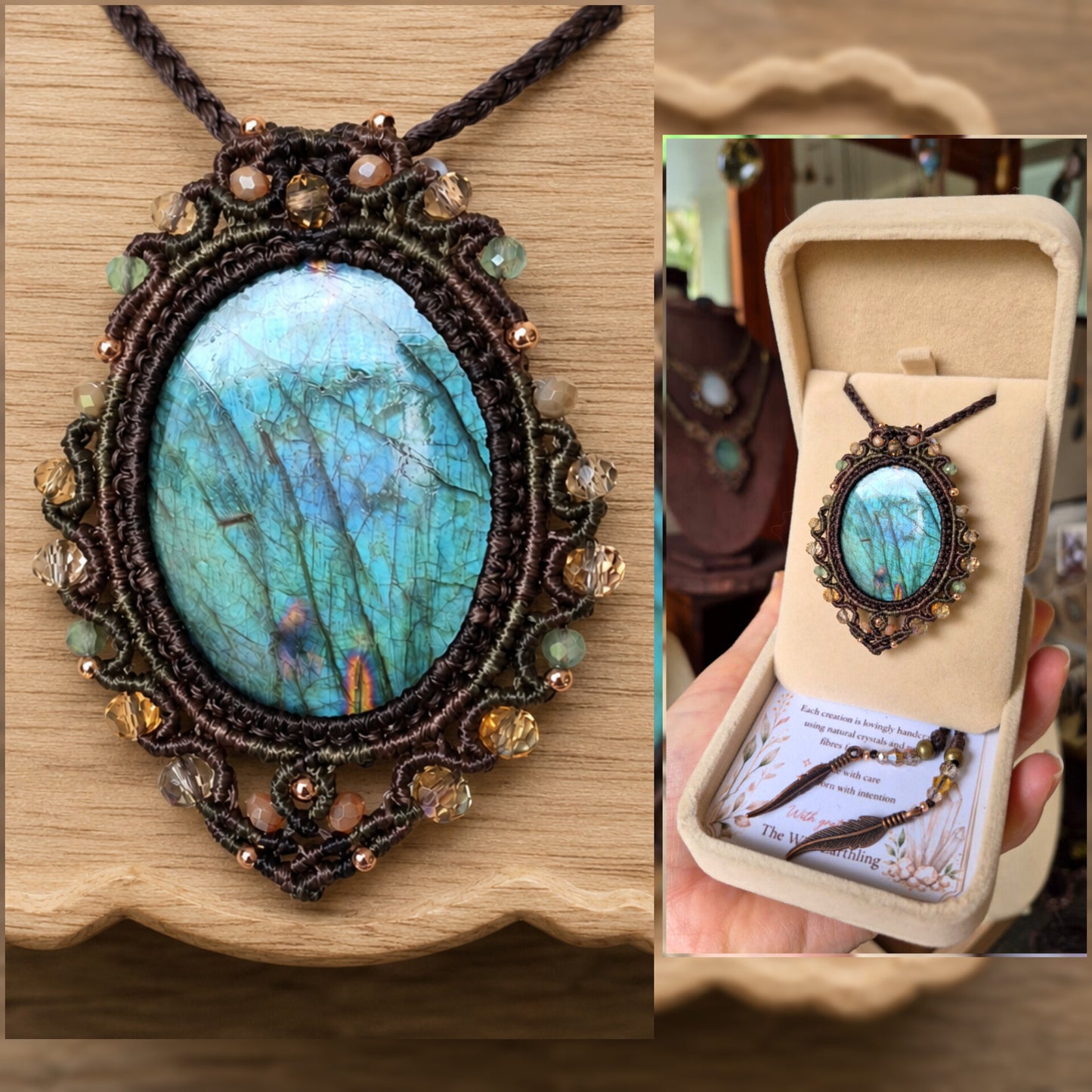 Sea Green Labradorite with Beaded Trim