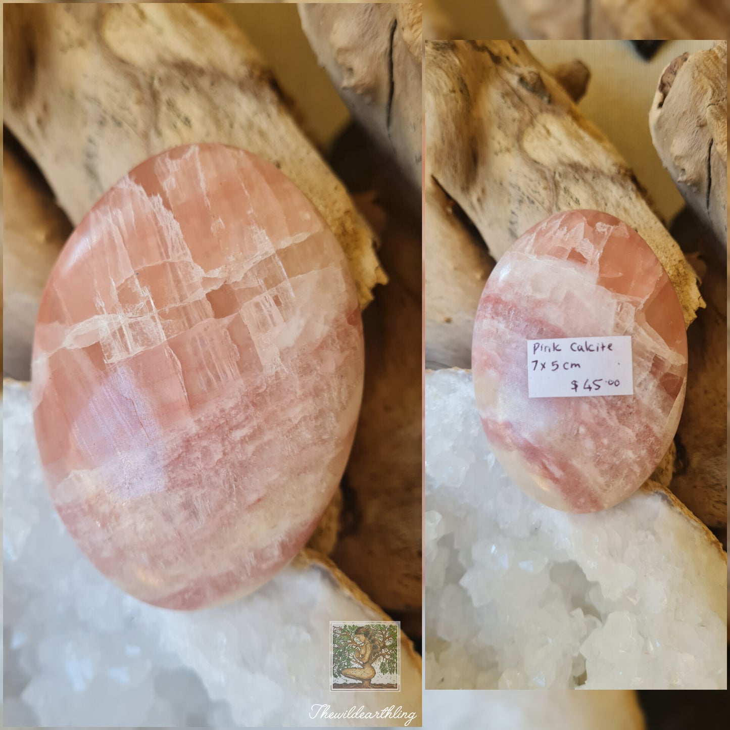 Pink Calcite Palmstone 97g