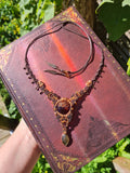 Red Garnet & Labradorite Wrapped in Dark Mocca &Caramel