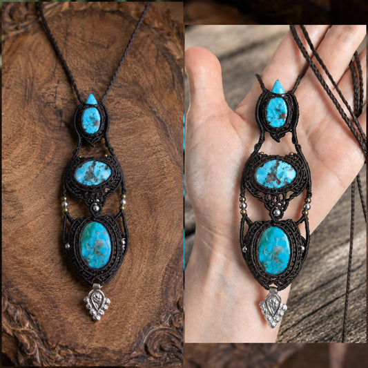 Turquoise Trio Wrapped in Dark Mocca