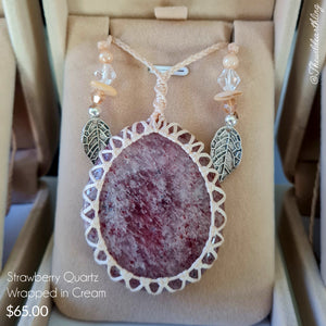 Strawberry Quartz Wrapped in Cream