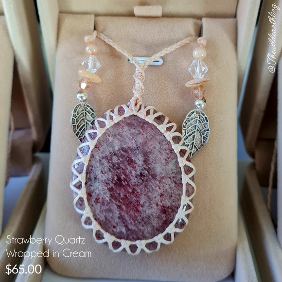 Strawberry Quartz Wrapped in Cream