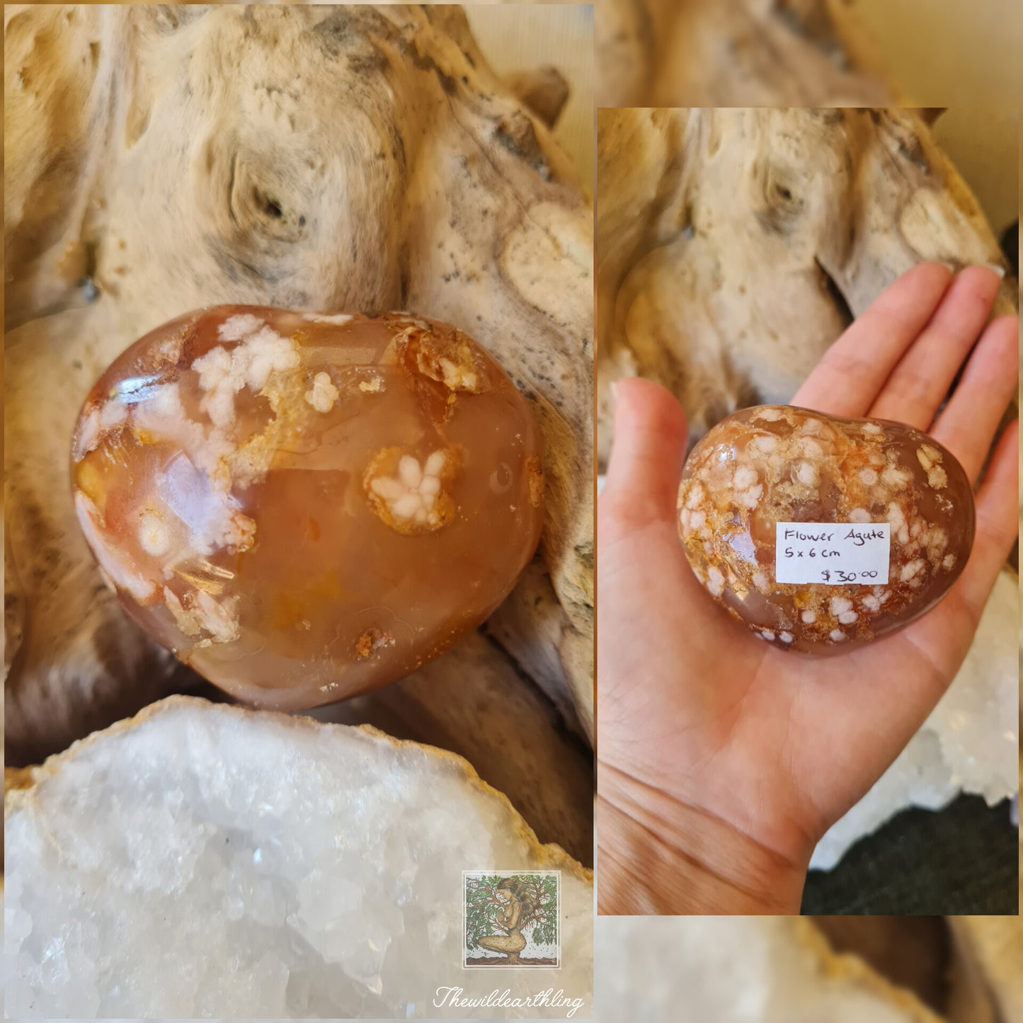 Flower Agate Puff Heart 177g