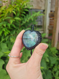 Blue Flash Labradorite Wrapped in Black