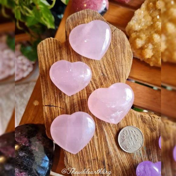 Rose Quartz Puff Heart 40mm