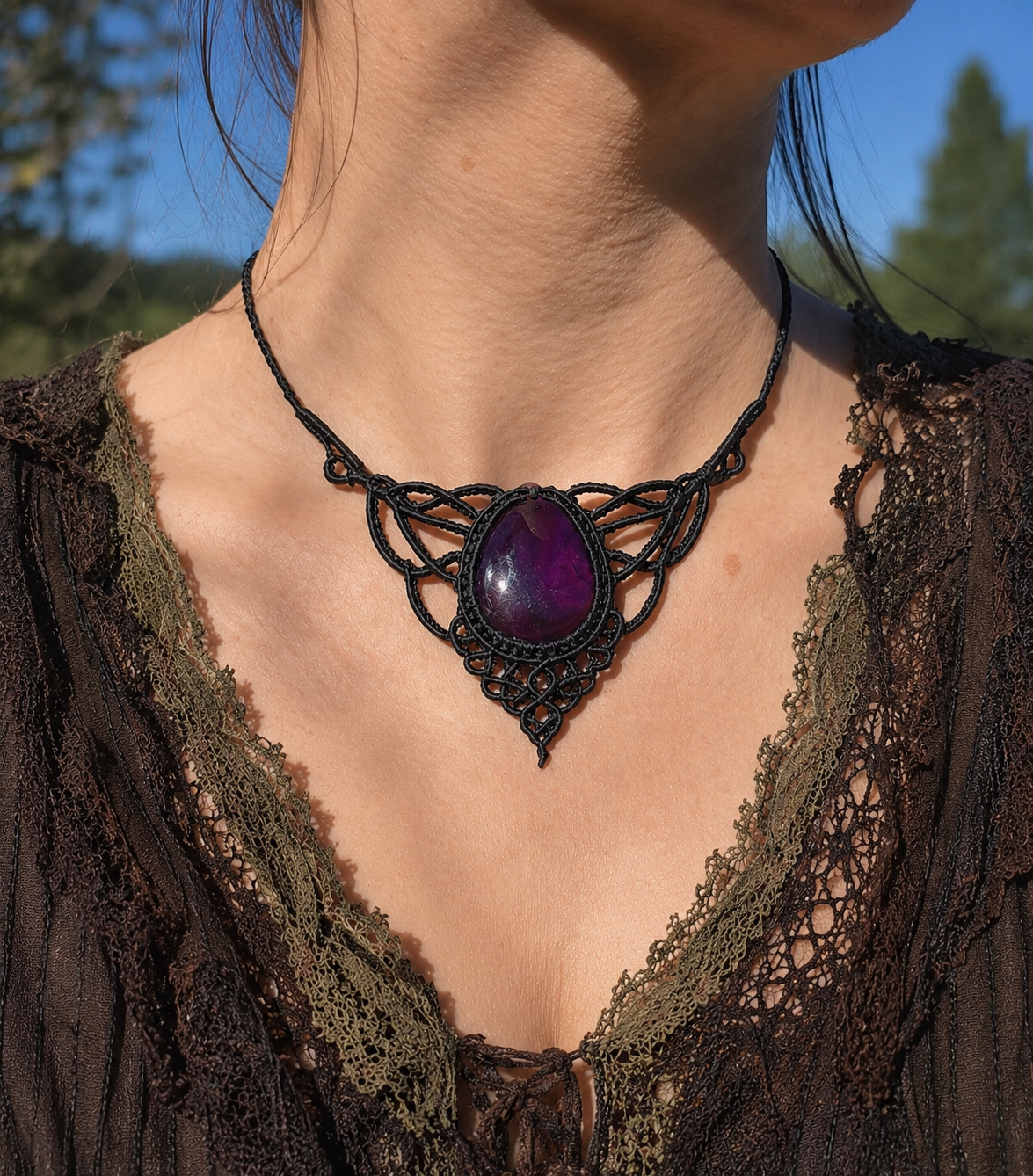 Deep Purple Amethyst Wrapped in Black