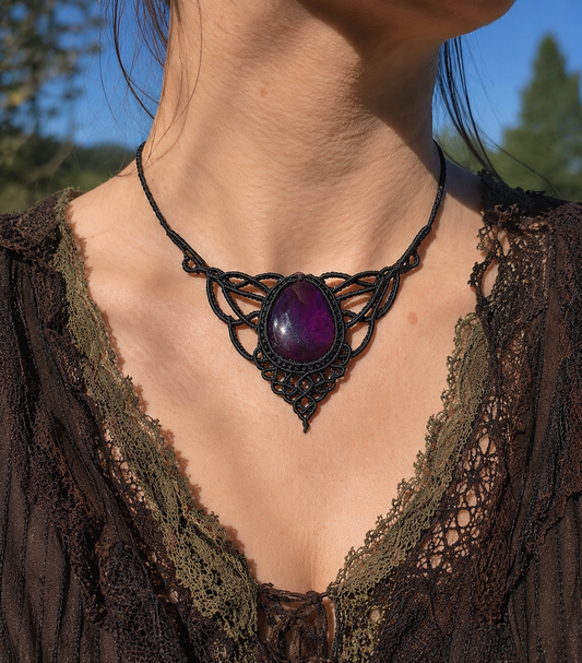 Deep Purple Amethyst Wrapped in Black