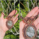 Moss Agate Wrapped in Flaxseed & Dark Mocca