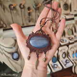 Blue Agate Wrapped in Dark Mocca