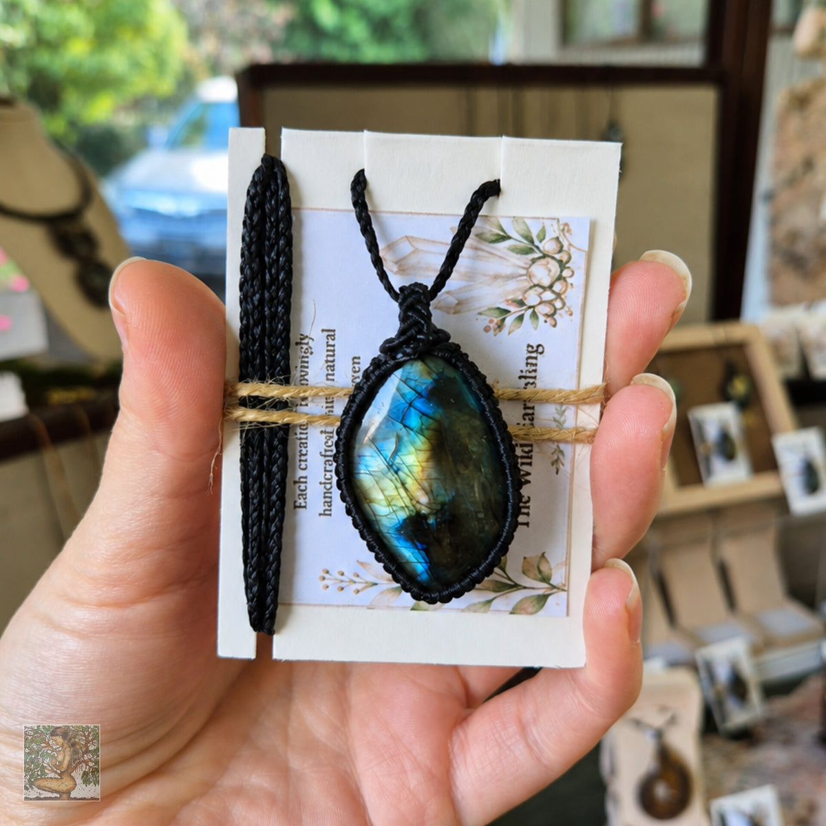 Labradorite Wrapped in Black
