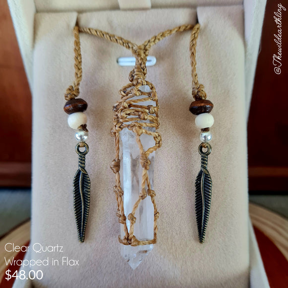 Clear Quartz Wrapped in Flax