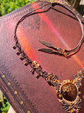 Red Garnet & Labradorite Wrapped in Dark Mocca &Caramel