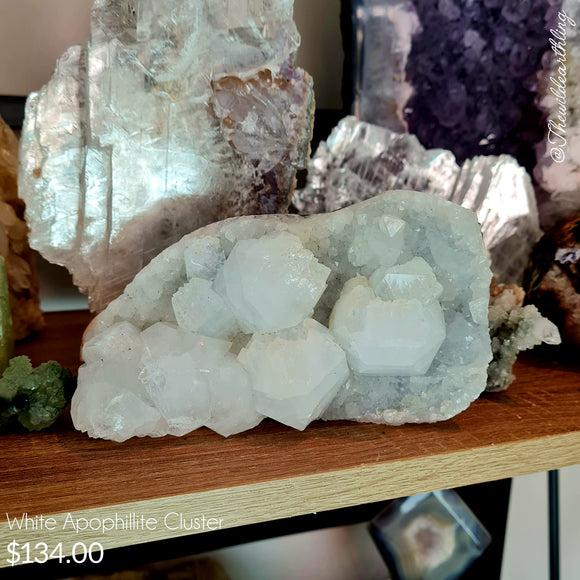 White Apophillite cluster