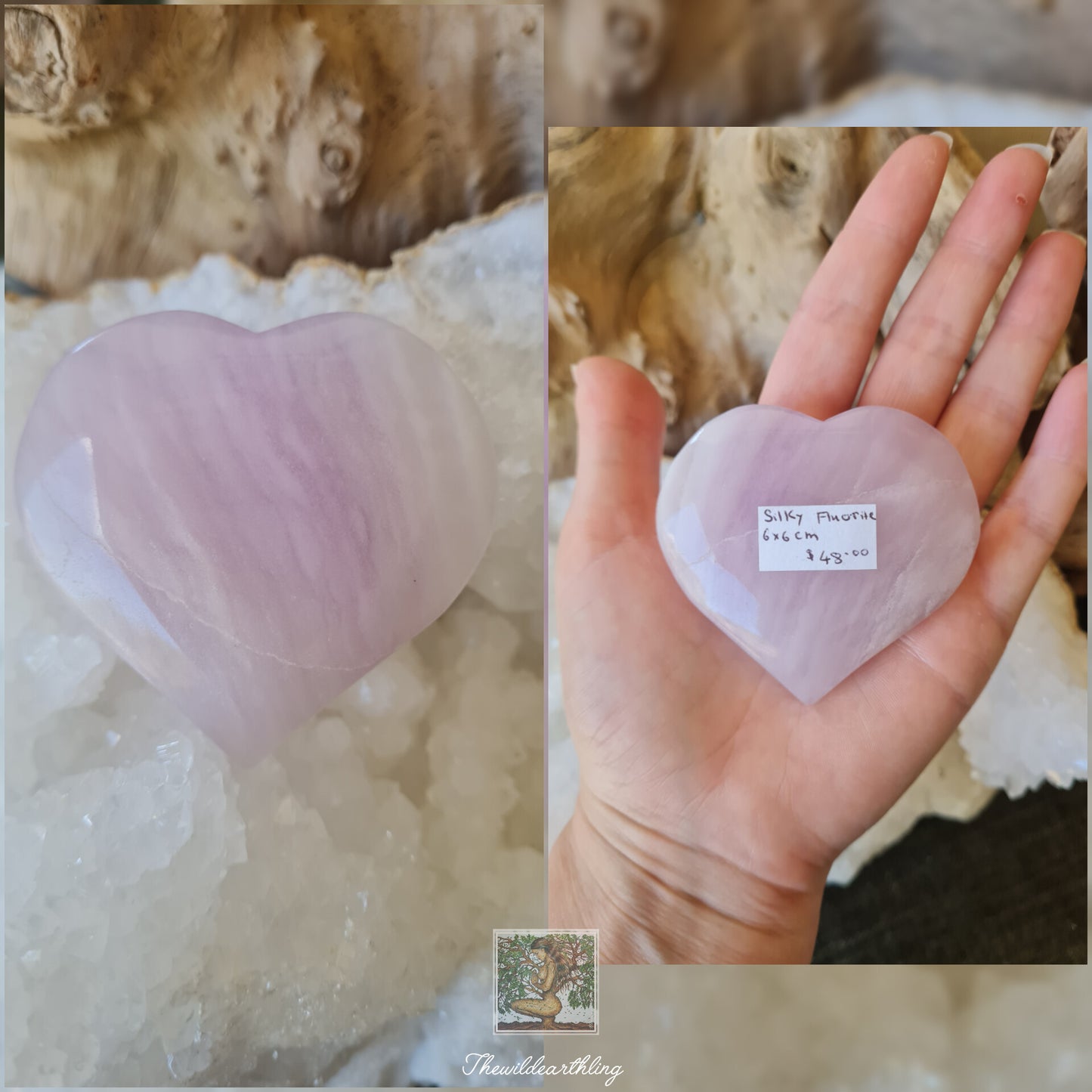 Silky Pink Fluorite Heart 107g