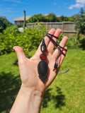 Rainbow Obsidian with Carnelian & Labradorite Wrapped in Black