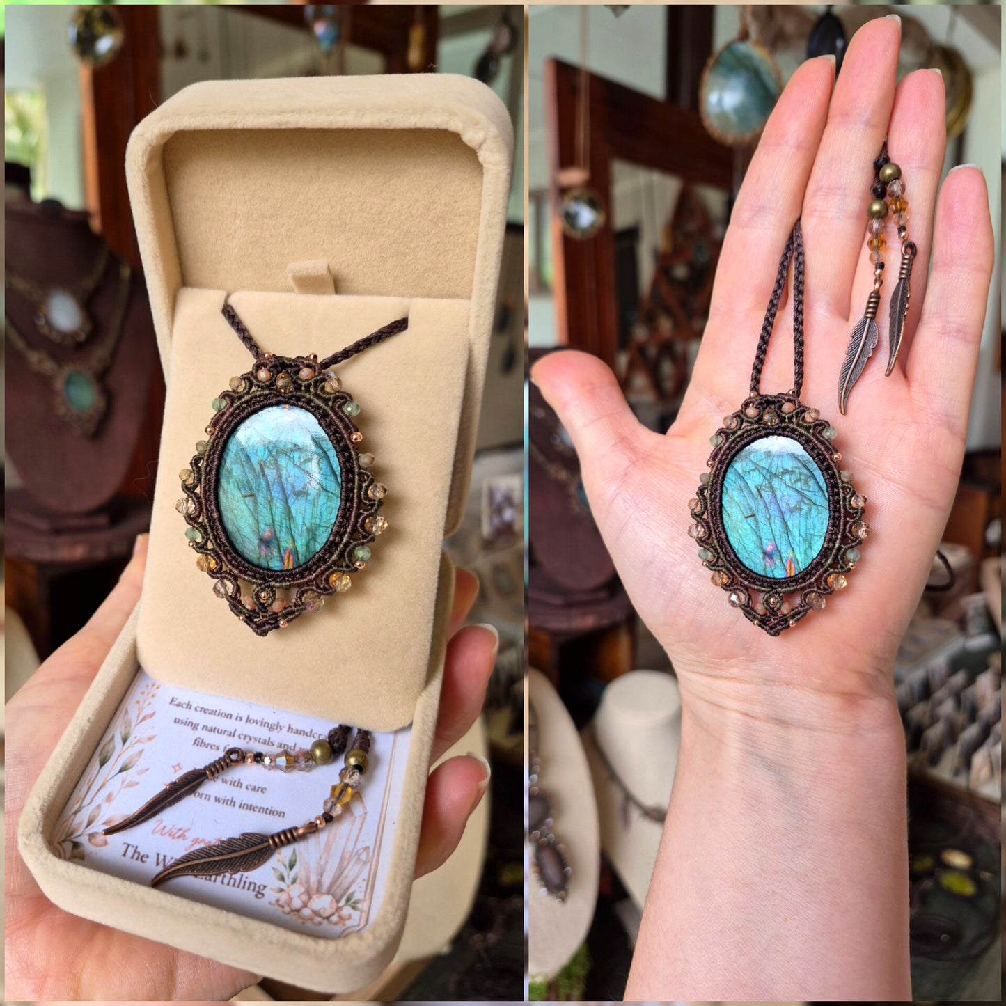 Sea Green Labradorite with Beaded Trim