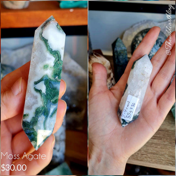 Moss Agate Double Point 87mm