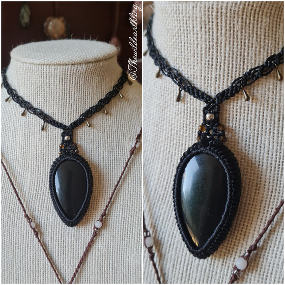 Black Obsidian Choker Wrapped in Black
