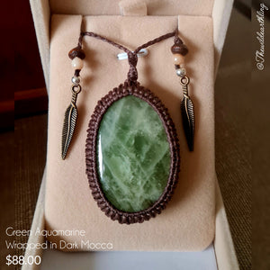Green Aquamarine Wrapped in Dark Mocca