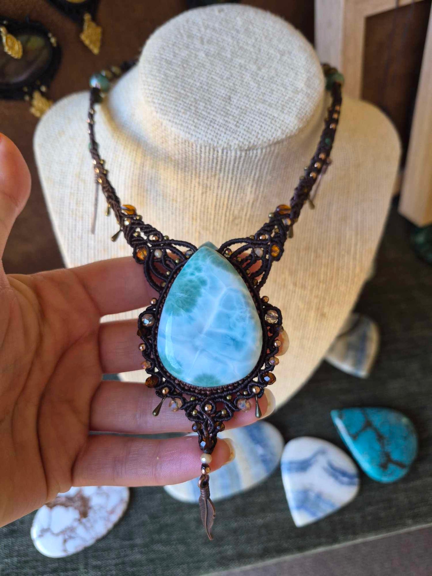 Custom Larimar Choker for Fiona
