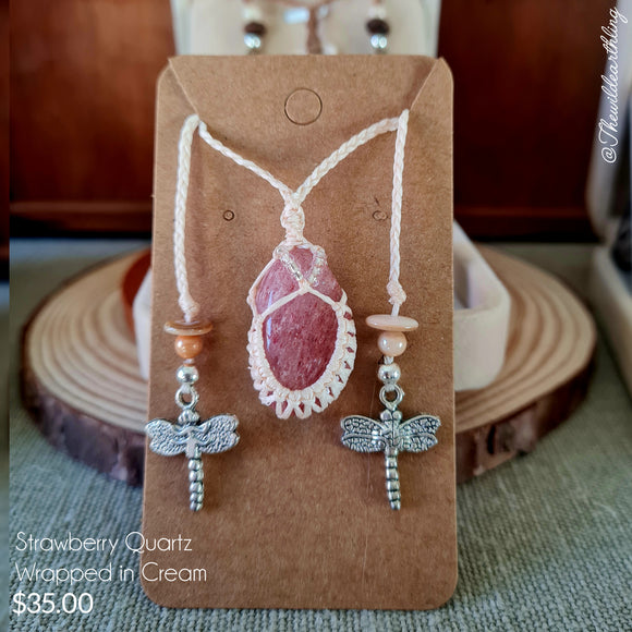 Strawberry Quartz Wrapped in Cream