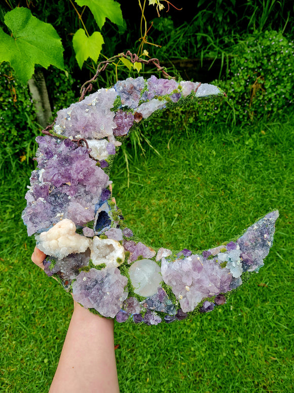 Hand Crafted Giant Amethyst Crystal Moon