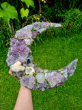 Hand Crafted Giant Amethyst Crystal Moon