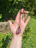 Rose Quartz Droplet Wrapped in Dark Mocca