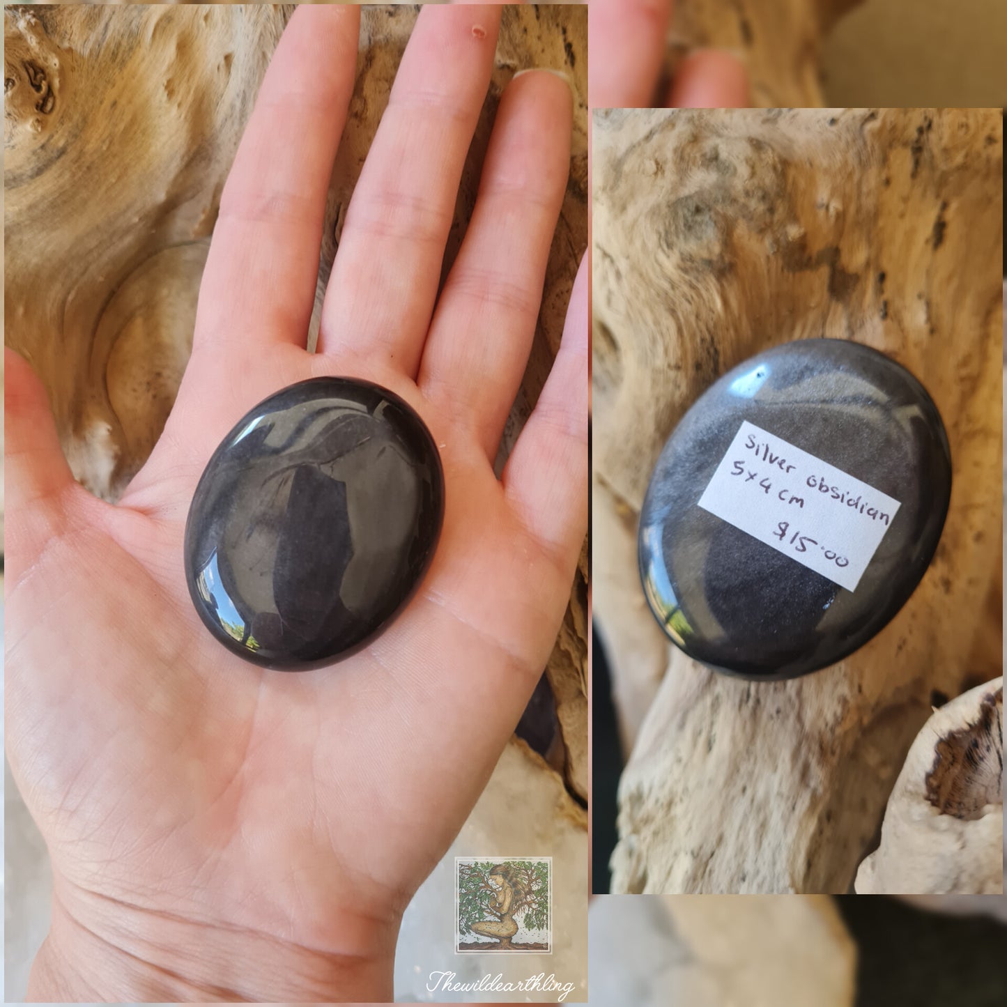 Silver Sheen Obsidian Palmstone 34g