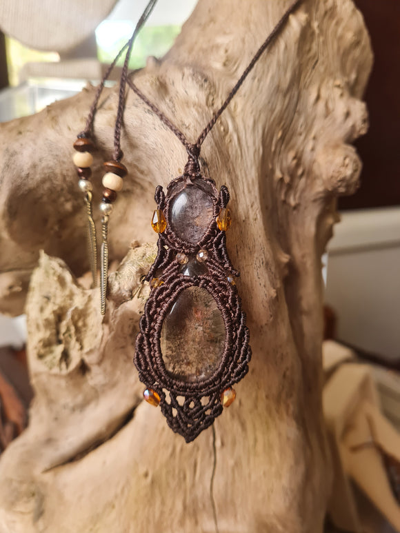 Garden Quartz Wrapped in Dark Mocca