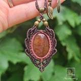 Strawberry Quartz Wrapped in Dusk Pink and Dark Mocca